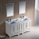 Fresca FVN20-241224AW Oxford 60" Traditional Double Sink Bathroom Vanity with Side Cabinet in Antique White