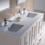 Fresca FVN20-241224AW Oxford 60" Traditional Double Sink Bathroom Vanity with Side Cabinet in Antique White