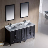 Fresca FVN20-241224ES Oxford 60" Traditional Double Sink Bathroom Vanity with Side Cabinet in Espresso