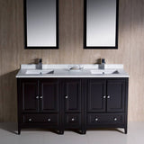 Fresca FVN20-241224ES Oxford 60" Traditional Double Sink Bathroom Vanity with Side Cabinet in Espresso