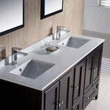 Fresca FVN20-241224ES Oxford 60" Traditional Double Sink Bathroom Vanity with Side Cabinet in Espresso