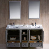 Fresca FVN20-241224GR Oxford 60" Gray Traditional Double Sink Bathroom Vanity with Side Cabinet