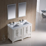 Fresca FVN20-2424AW Oxford 48" Traditional Double Sink Bathroom Vanity in Antique White