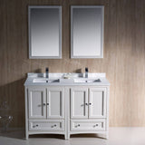 Fresca FVN20-2424AW Oxford 48" Traditional Double Sink Bathroom Vanity in Antique White