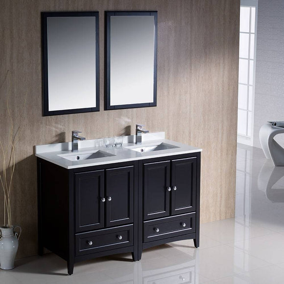 Fresca FVN20-2424ES Oxford 48" Traditional Double Sink Bathroom Vanity in Espresso