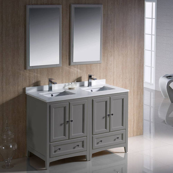 Fresca FVN20-2424GR Oxford 48" Gray Traditional Double Sink Bathroom Vanity