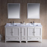 Fresca FVN20-301230AW Oxford 72" Traditional Double Sink Bathroom Vanity with Side Cabinet in Antique White