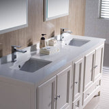 Fresca FVN20-301230AW Oxford 72" Traditional Double Sink Bathroom Vanity with Side Cabinet in Antique White