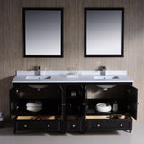 Fresca FVN20-301230ES Oxford 72" Traditional Double Sink Bathroom Vanity with Side Cabinet in Espresso