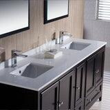 Fresca FVN20-301230ES Oxford 72" Traditional Double Sink Bathroom Vanity with Side Cabinet in Espresso