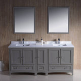 Fresca FVN20-301230GR Oxford 72" Gray Traditional Double Sink Bathroom Vanity with Side Cabinet