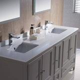 Fresca FVN20-301230GR Oxford 72" Gray Traditional Double Sink Bathroom Vanity with Side Cabinet