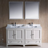 Fresca FVN20-3030AW Oxford 60" Traditional Double Sink Bathroom Vanity in Antique White