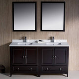 Fresca FVN20-3030ES Oxford 60" Traditional Double Sink Bathroom Vanity in Espresso