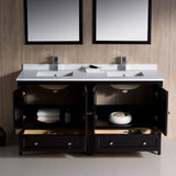 Fresca FVN20-3030ES Oxford 60" Traditional Double Sink Bathroom Vanity in Espresso