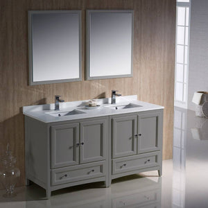 Fresca FVN20-3030GR Oxford 60" Gray Traditional Double Sink Bathroom Vanity