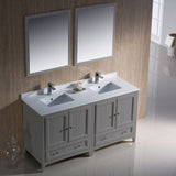 Fresca FVN20-3030GR Oxford 60" Gray Traditional Double Sink Bathroom Vanity