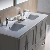 Fresca FVN20-3030GR Oxford 60" Gray Traditional Double Sink Bathroom Vanity