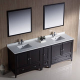 Fresca FVN20-361236ES Oxford 84" Traditional Double Sink Bathroom Vanity with Side Cabinet in Espresso