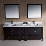 Fresca FVN20-361236ES Oxford 84" Traditional Double Sink Bathroom Vanity with Side Cabinet in Espresso