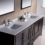 Fresca FVN20-361236ES Oxford 84" Traditional Double Sink Bathroom Vanity with Side Cabinet in Espresso