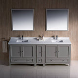 Fresca FVN20-361236GR Oxford 84" Gray Traditional Double Sink Bathroom Vanity with Side Cabinet