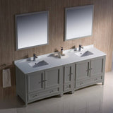 Fresca FVN20-361236GR Oxford 84" Gray Traditional Double Sink Bathroom Vanity with Side Cabinet