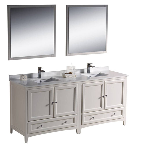 Fresca FVN20-3636AW Oxford 72" Traditional Double Sink Bathroom Vanity in Antique White