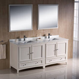 Fresca FVN20-3636AW Oxford 72" Traditional Double Sink Bathroom Vanity in Antique White