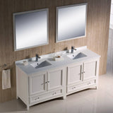 Fresca FVN20-3636AW Oxford 72" Traditional Double Sink Bathroom Vanity in Antique White