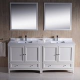 Fresca FVN20-3636AW Oxford 72" Traditional Double Sink Bathroom Vanity in Antique White