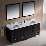 Fresca FVN20-3636ES Oxford 72" Traditional Double Sink Bathroom Vanity in Espresso