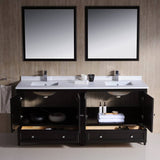 Fresca FVN20-3636ES Oxford 72" Traditional Double Sink Bathroom Vanity in Espresso