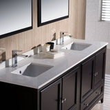 Fresca FVN20-3636ES Oxford 72" Traditional Double Sink Bathroom Vanity in Espresso