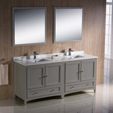 Fresca FVN20-3636GR Oxford 72" Gray Traditional Double Sink Bathroom Vanity