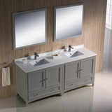 Fresca FVN20-3636GR Oxford 72" Gray Traditional Double Sink Bathroom Vanity