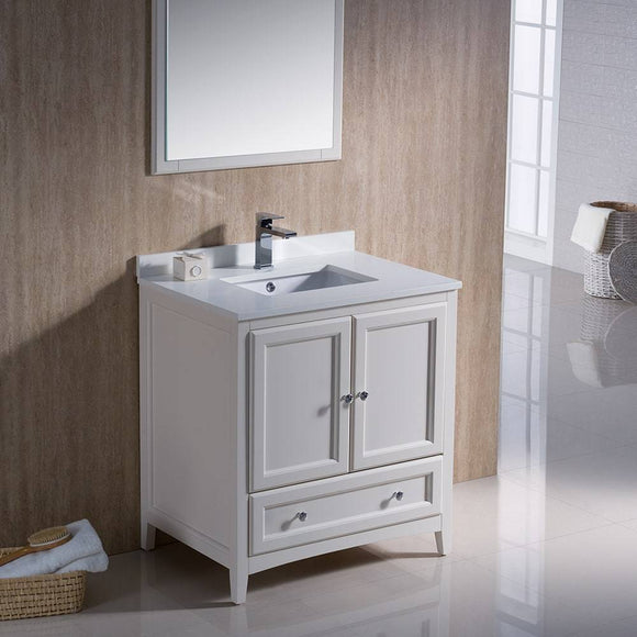 Fresca FVN2030AW Oxford 30" Traditional Bathroom Vanity in Antique White