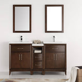 Fresca FVN21-241224AC Cambridge 60" Antique Coffee Double Sink Traditional Bathroom Vanity with Mirrors