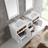 Fresca FVN21-241224WH Cambridge 60" White Double Sink Traditional Bathroom Vanity with Mirror