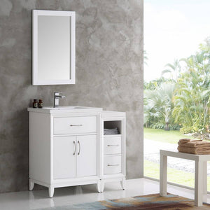 Fresca FVN21-2412WH Cambridge 36" White Traditional Bathroom Vanity with Mirror