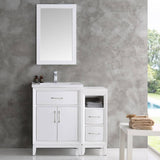 Fresca FVN21-2412WH Cambridge 36" White Traditional Bathroom Vanity with Mirror