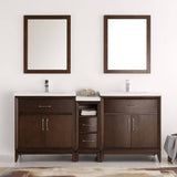 Fresca FVN21-301230AC Cambridge 72" Antique Coffee Double Sink Traditional Bathroom Vanity with Mirror