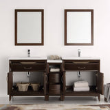 Fresca FVN21-301230AC Cambridge 72" Antique Coffee Double Sink Traditional Bathroom Vanity with Mirror