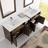 Fresca FVN21-301230AC Cambridge 72" Antique Coffee Double Sink Traditional Bathroom Vanity with Mirror