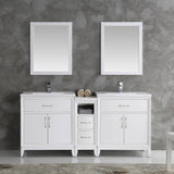 Fresca FVN21-301230WH Cambridge 72" White Double Sink Traditional Bathroom Vanity with Mirror