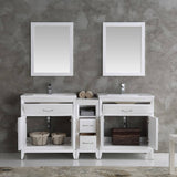 Fresca FVN21-301230WH Cambridge 72" White Double Sink Traditional Bathroom Vanity with Mirror