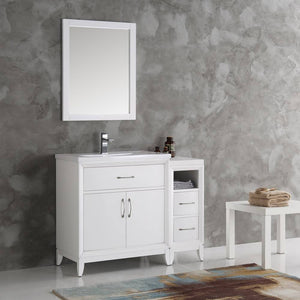 Fresca FVN21-3012WH Cambridge 42" White Traditional Bathroom Vanity with Mirror