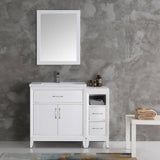 Fresca FVN21-3012WH Cambridge 42" White Traditional Bathroom Vanity with Mirror