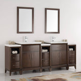 Fresca FVN21-84AC Cambridge 84" Antique Coffee Double Sink Traditional Bathroom Vanity with Mirror