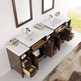 Fresca FVN21-84AC Cambridge 84" Antique Coffee Double Sink Traditional Bathroom Vanity with Mirror